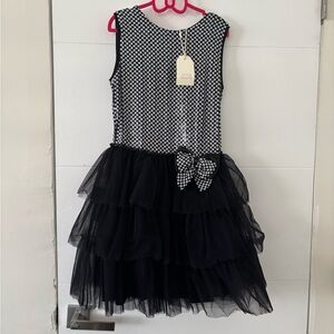 Black and White Checkered Kids Casual Dress